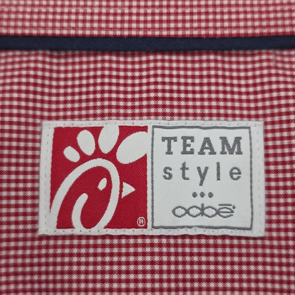 Chick-Fil-A Team Style Oobe Red Gingham Short Sleeve Button Down Shirt 2XL - Picture 3 of 10